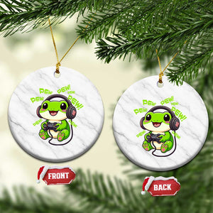Funny Frog Playing Video Game Gift Ceramic Ornament TS12 1pc White Marble Print Your Wear