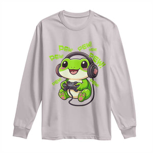 Funny Frog Playing Video Game Gift Long Sleeve Shirt TS12 Ice Gray Print Your Wear