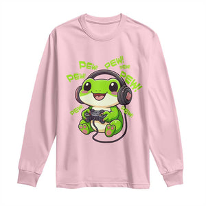 Funny Frog Playing Video Game Gift Long Sleeve Shirt TS12 Light Pink Print Your Wear