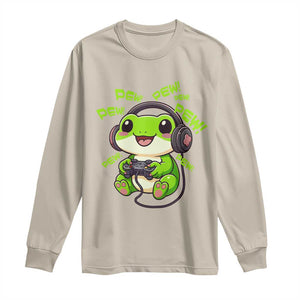 Funny Frog Playing Video Game Gift Long Sleeve Shirt TS12 Sand Print Your Wear