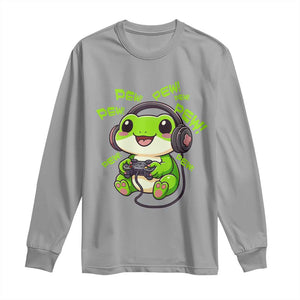 Funny Frog Playing Video Game Gift Long Sleeve Shirt TS12 Sport Gray Print Your Wear