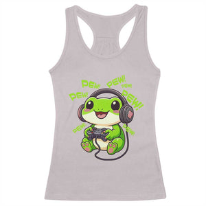 Funny Frog Playing Video Game Gift Racerback Tank Top TS12 Ice Gray Print Your Wear