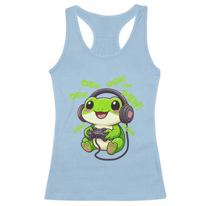 Funny Frog Playing Video Game Gift Racerback Tank Top TS12 Light Blue Print Your Wear