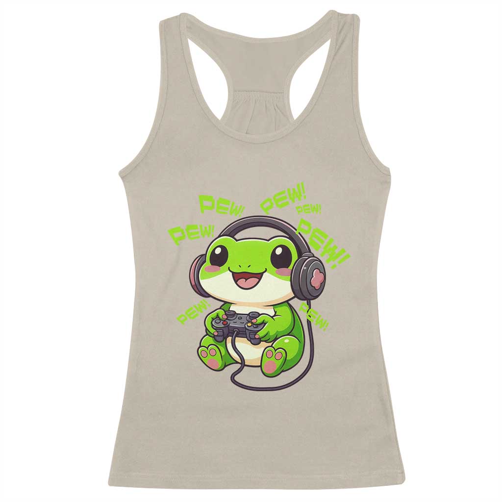 Funny Frog Playing Video Game Gift Racerback Tank Top TS12 Sand Print Your Wear