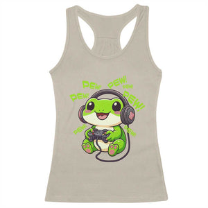 Funny Frog Playing Video Game Gift Racerback Tank Top TS12 Sand Print Your Wear