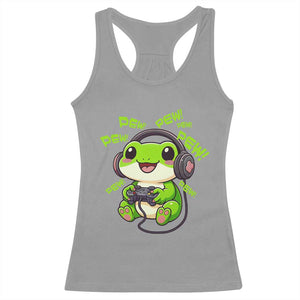 Funny Frog Playing Video Game Gift Racerback Tank Top TS12 Sport Gray Print Your Wear