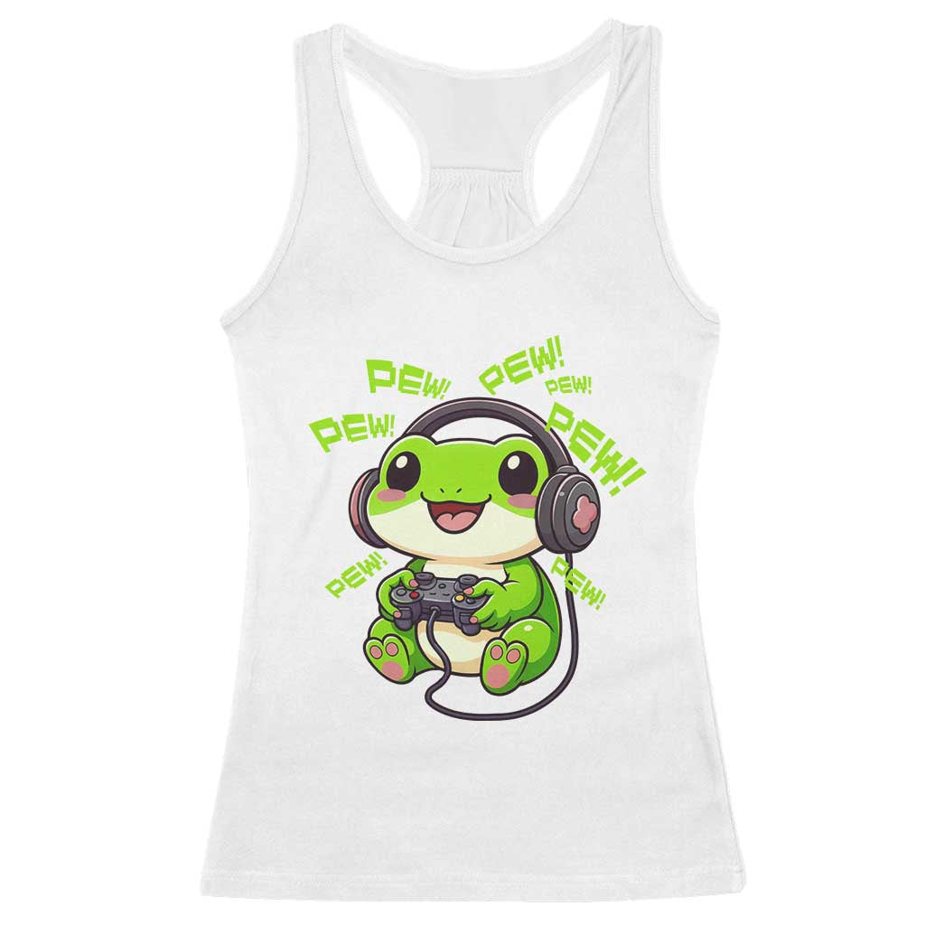 Funny Frog Playing Video Game Gift Racerback Tank Top TS12 White Print Your Wear
