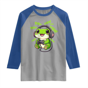Funny Frog Playing Video Game Gift Raglan Shirt TS12 Sport Gray Royal Print Your Wear