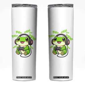 Funny Frog Playing Video Game Gift Skinny Tumbler TS12 White Print Your Wear