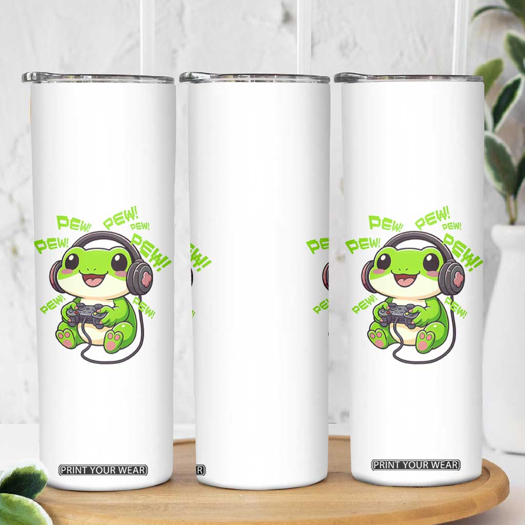 Funny Frog Playing Video Game Gift Skinny Tumbler TS12 Print Your Wear