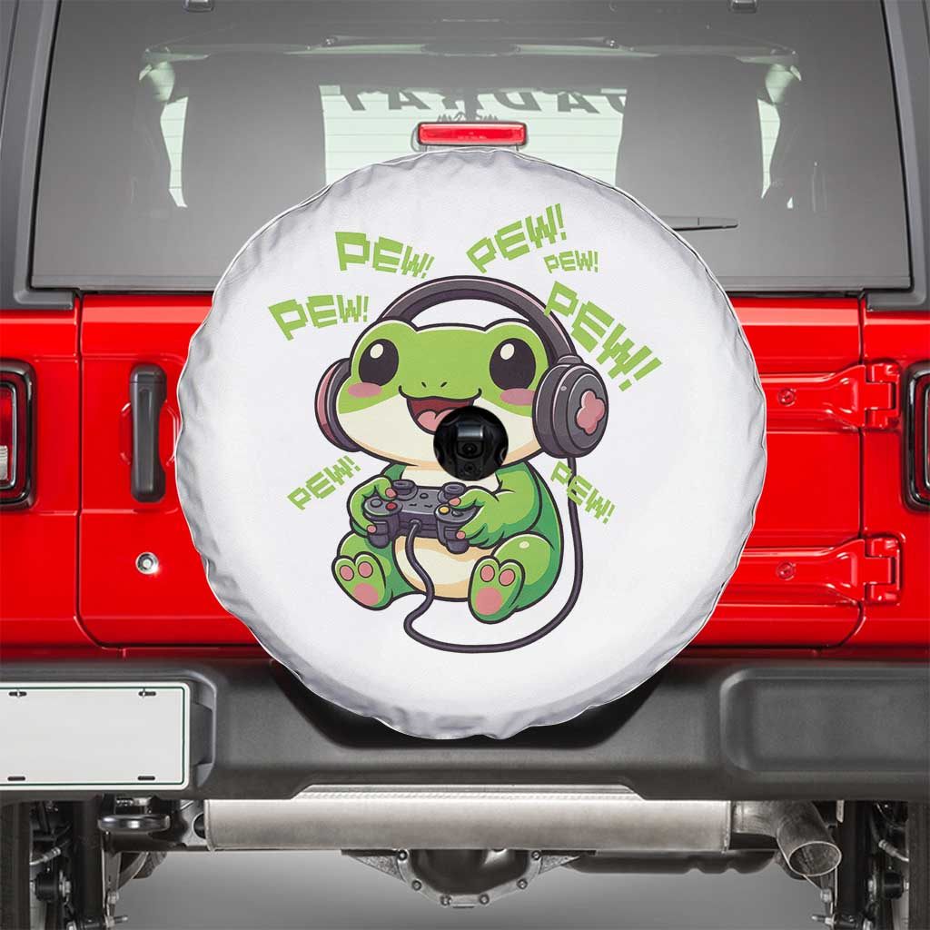 Funny Frog Playing Video Game Gift Spare Tire Cover TS12 White Print Your Wear