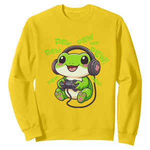 Funny Frog Playing Video Game Gift Sweatshirt TS12 Daisy Print Your Wear