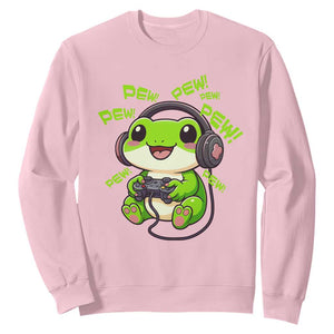 Funny Frog Playing Video Game Gift Sweatshirt TS12 Light Pink Print Your Wear