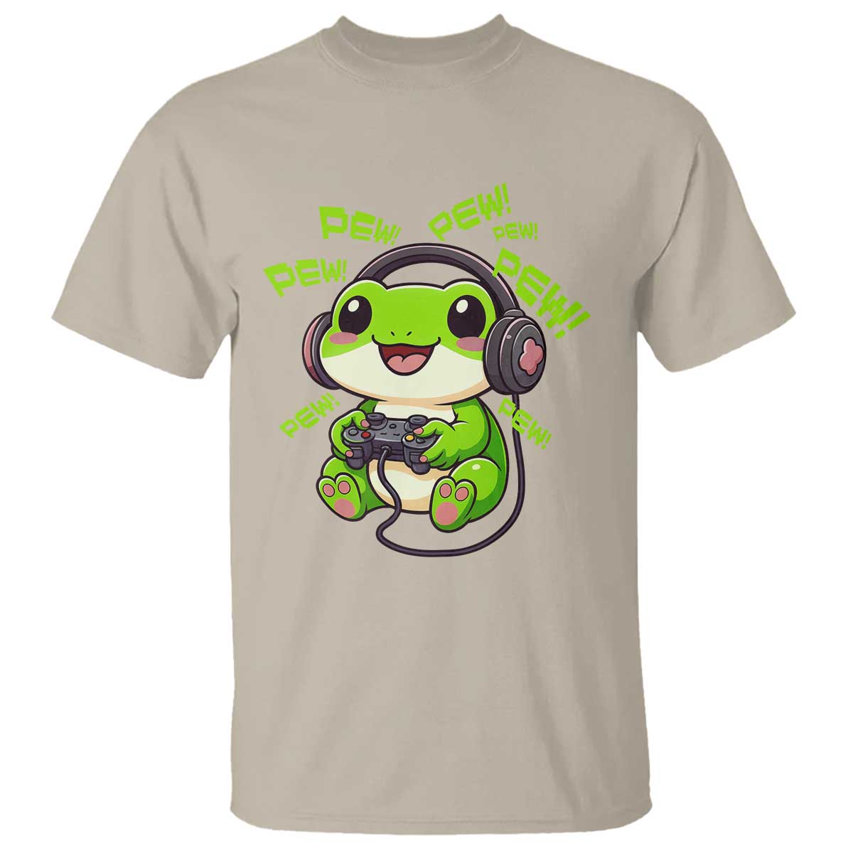Funny Frog Playing Video Game Gift T Shirt TS12 Sand Print Your Wear