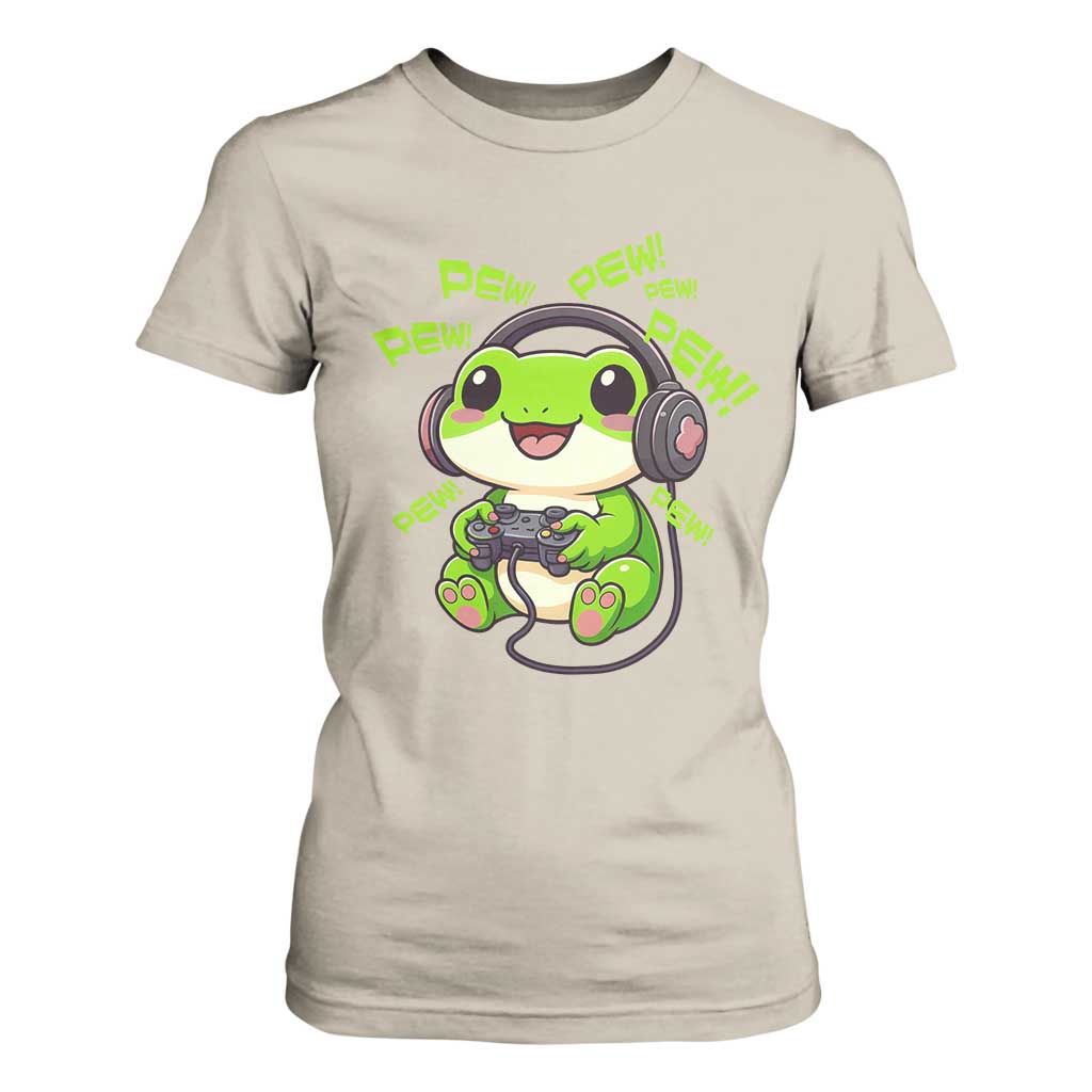Funny Frog Playing Video Game Gift T Shirt For Women TS12 Sand Print Your Wear