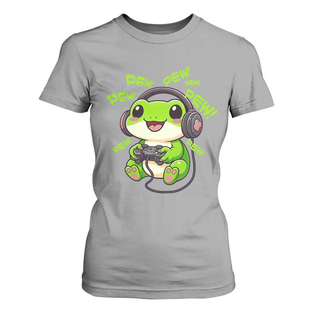 Funny Frog Playing Video Game Gift T Shirt For Women TS12 Sport Gray Print Your Wear