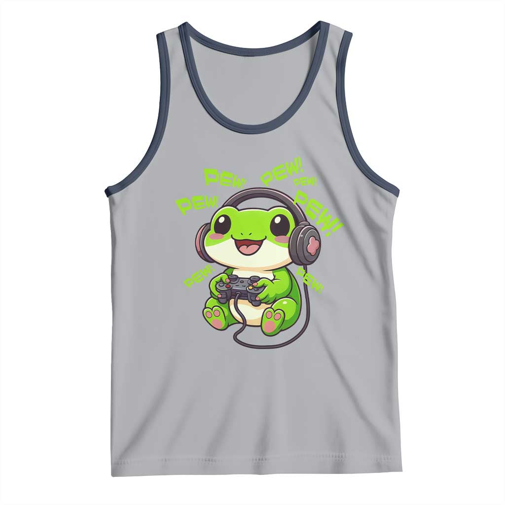 Funny Frog Playing Video Game Gift Tank Top TS12 Athletic Heather Navy Print Your Wear