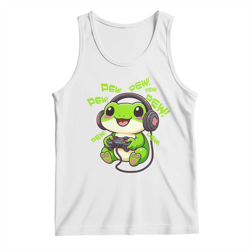 Funny Frog Playing Video Game Gift Tank Top TS12 White Print Your Wear