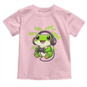 Funny Frog Playing Video Game Gift Toddler T Shirt TS12 Light Pink Print Your Wear