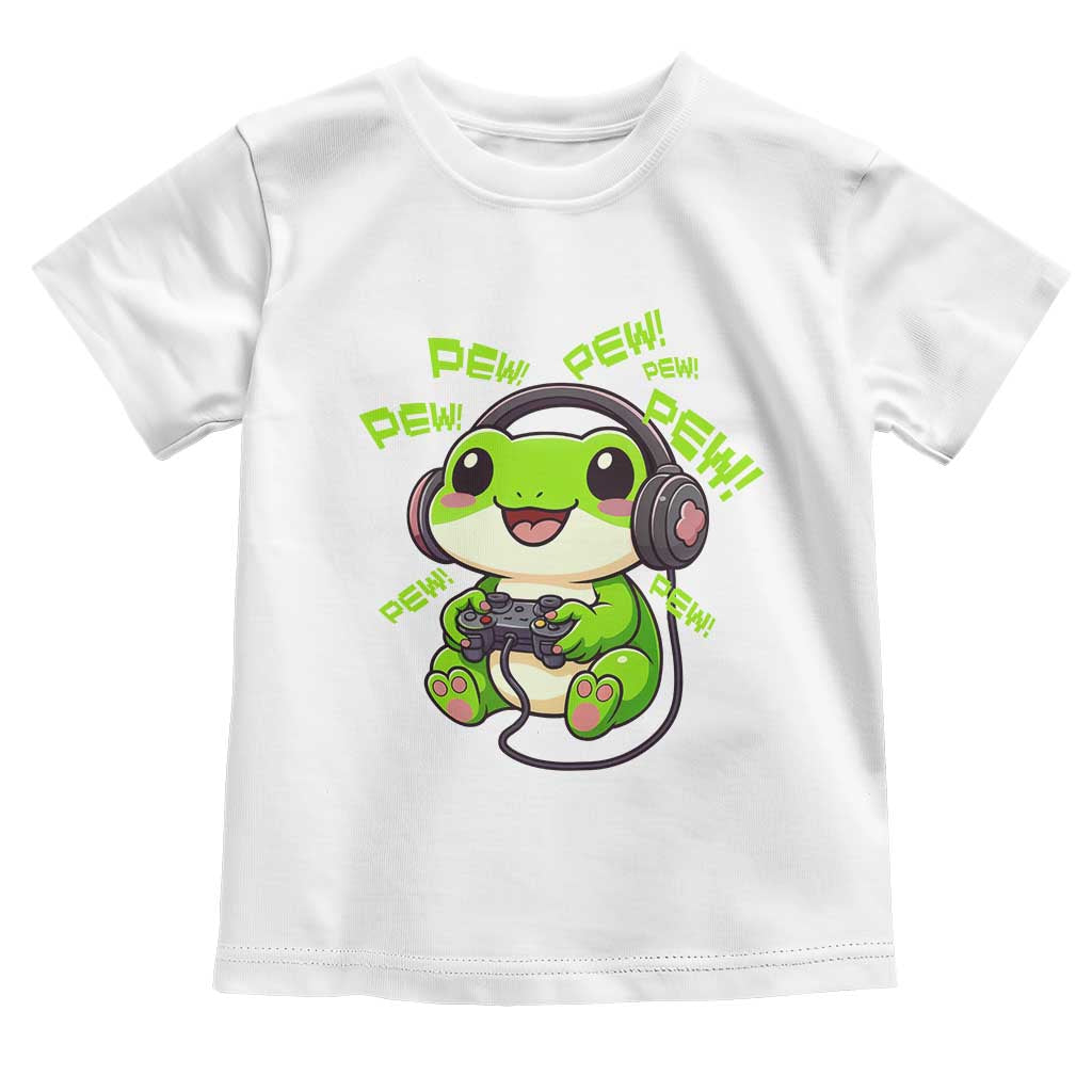 Funny Frog Playing Video Game Gift Toddler T Shirt TS12 White Print Your Wear
