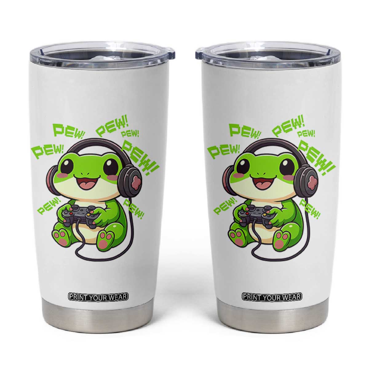 Funny Frog Playing Video Game Gift Tumbler Cup TS12 White Print Your Wear