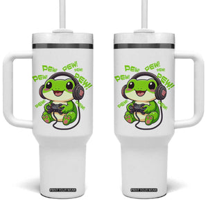 Funny Frog Playing Video Game Gift Tumbler With Handle TS12 One Size: 40 oz White Print Your Wear
