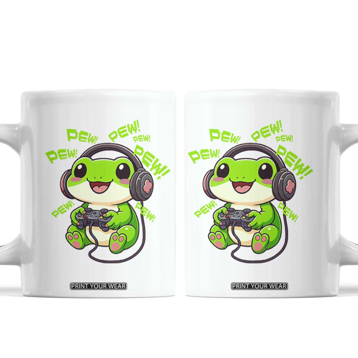 Funny Frog Playing Video Game Gift Coffee Mug TS12 White Print Your Wear