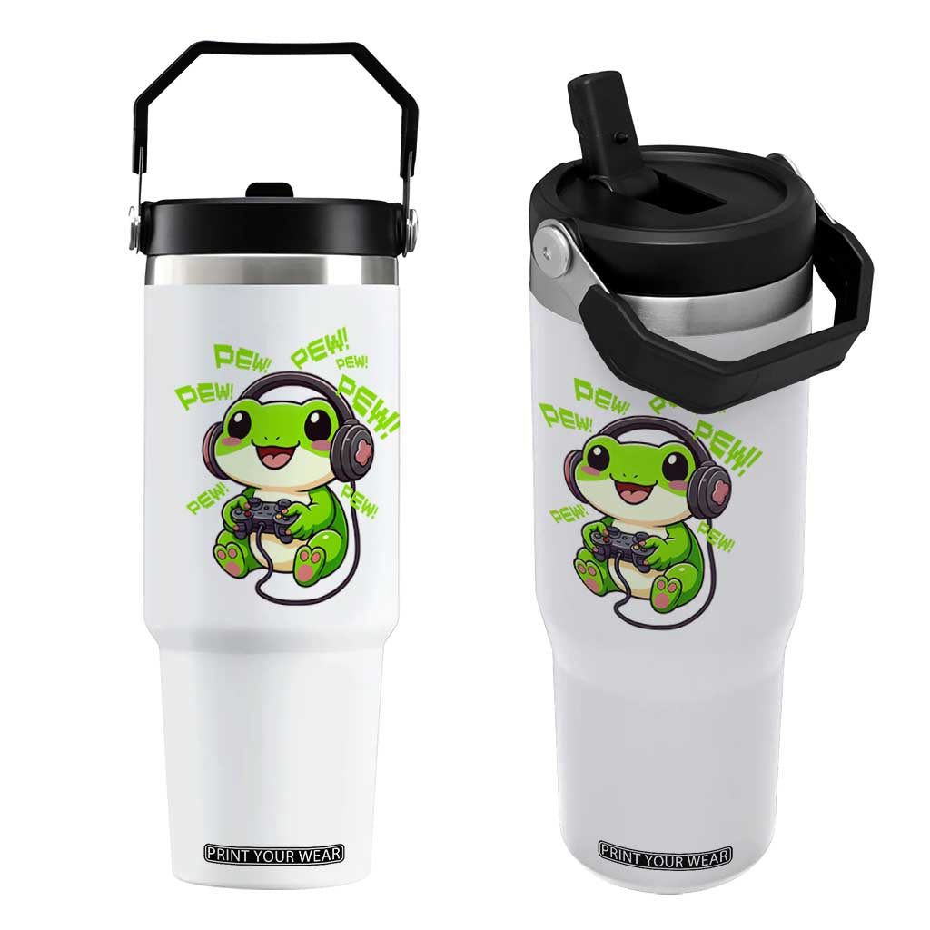 Funny Frog Playing Video Game Gift Flip Straw Tumbler TS12 One Size: 30 oz White Print Your Wear