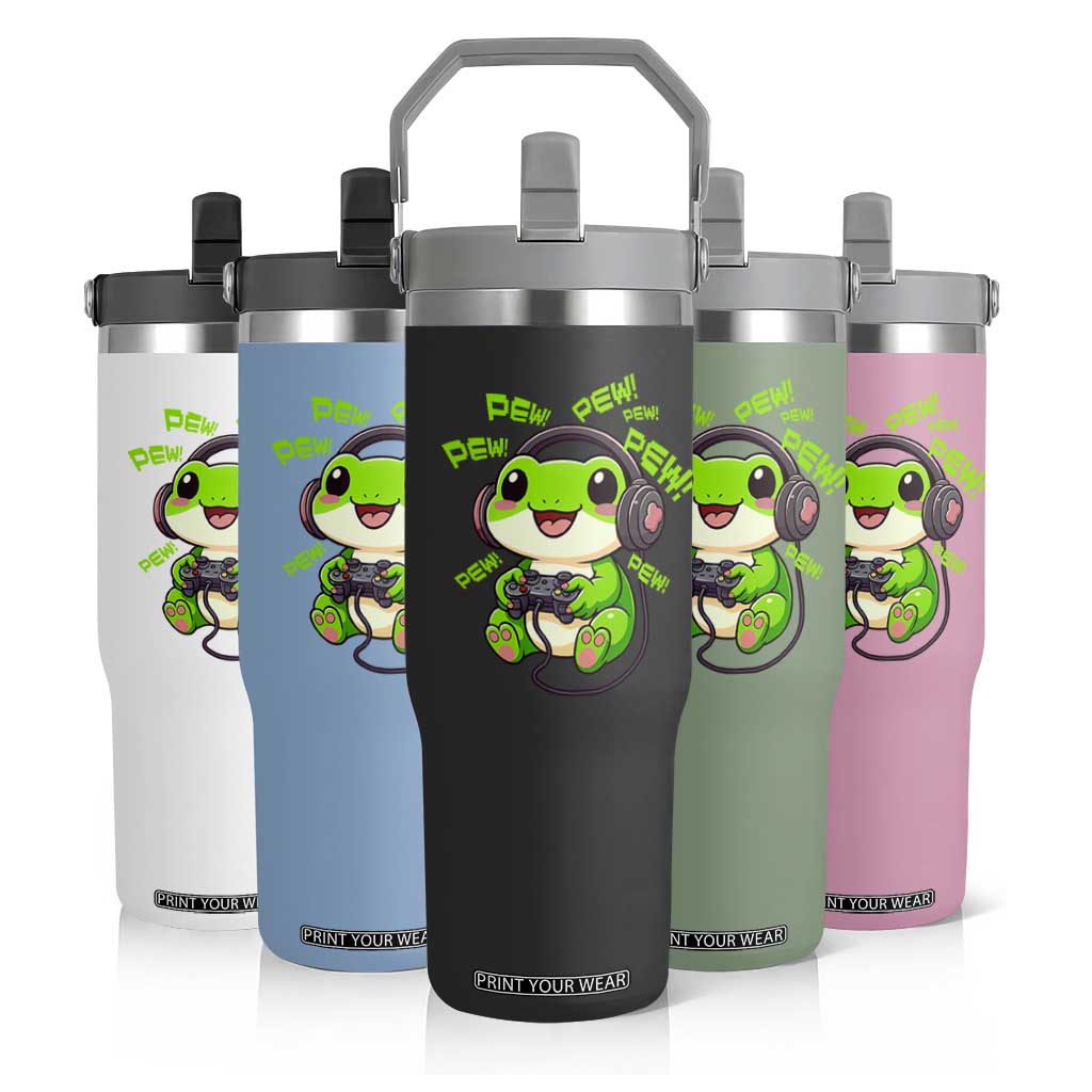 Funny Frog Playing Video Game Gift Flip Straw Tumbler TS12 Print Your Wear