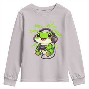 Funny Frog Playing Video Game Gift Youth Sweatshirt TS12 Ice Gray Print Your Wear