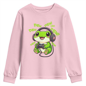 Funny Frog Playing Video Game Gift Youth Sweatshirt TS12 Light Pink Print Your Wear