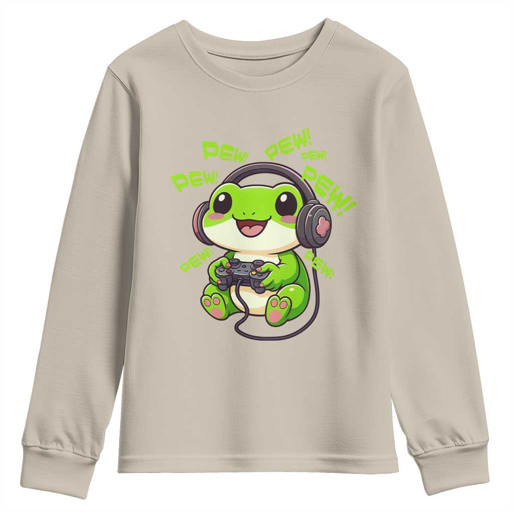 Funny Frog Playing Video Game Gift Youth Sweatshirt TS12 Sand Print Your Wear
