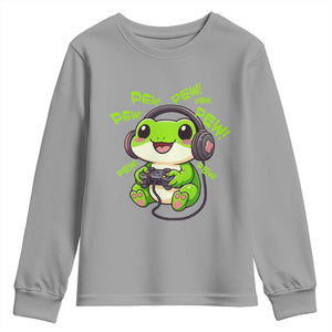 Funny Frog Playing Video Game Gift Youth Sweatshirt TS12 Sport Gray Print Your Wear