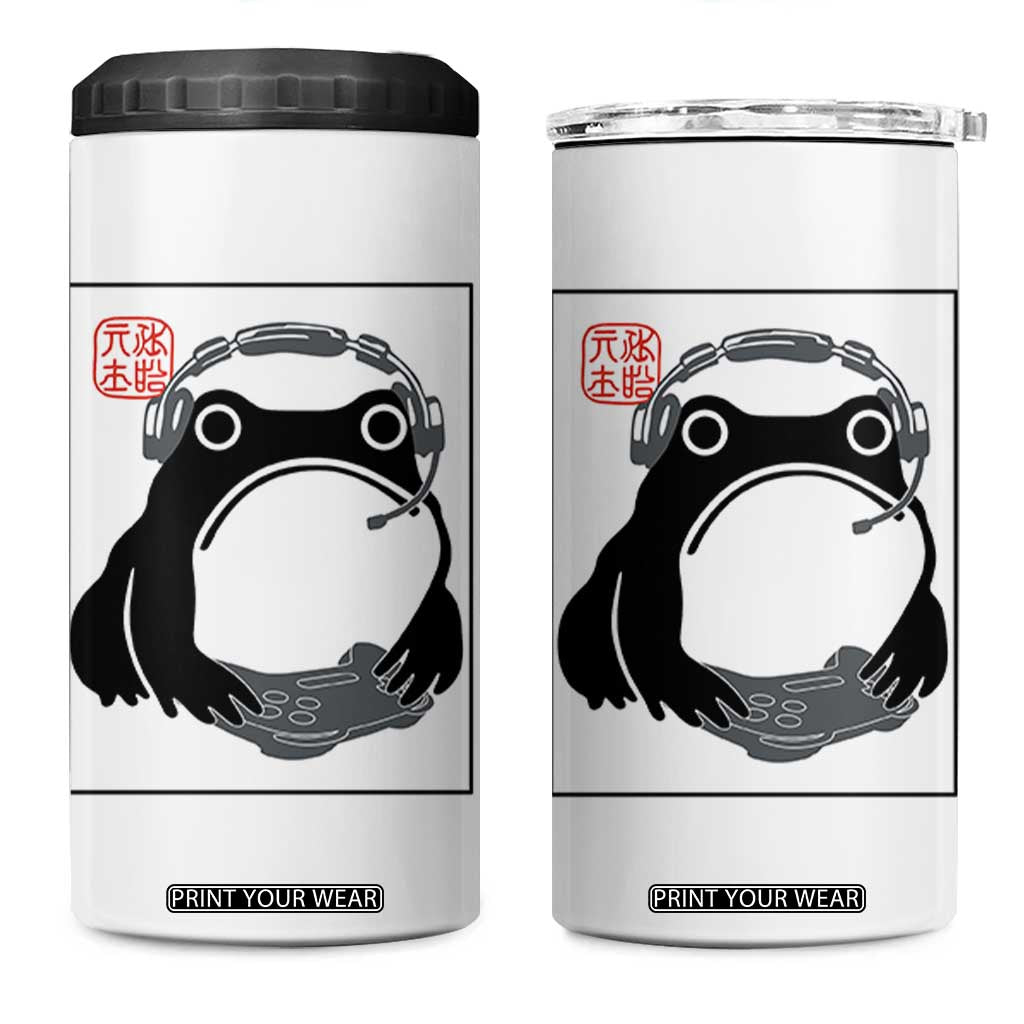 Grumpy Frog Gamer Japanese Ink Painting 4 in 1 Can Cooler Tumbler TS12 One Size: 16 oz White Print Your Wear