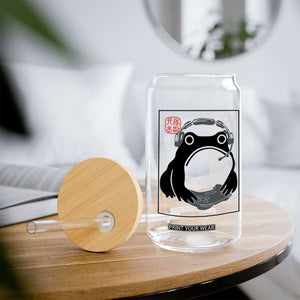 Grumpy Frog Gamer Japanese Ink Painting Glass Can TS12 Print Your Wear