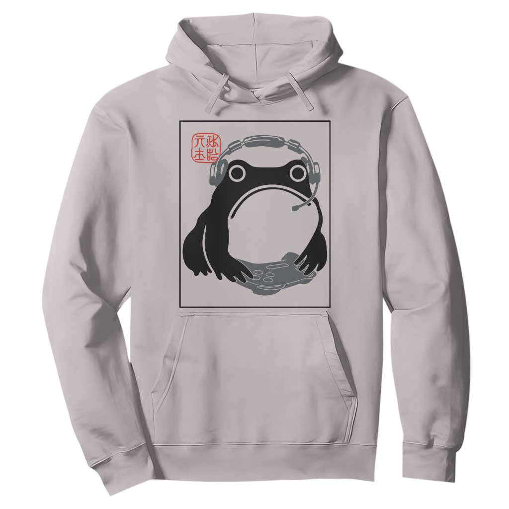 Grumpy Frog Gamer Japanese Ink Painting Hoodie TS12 Ice Gray Print Your Wear
