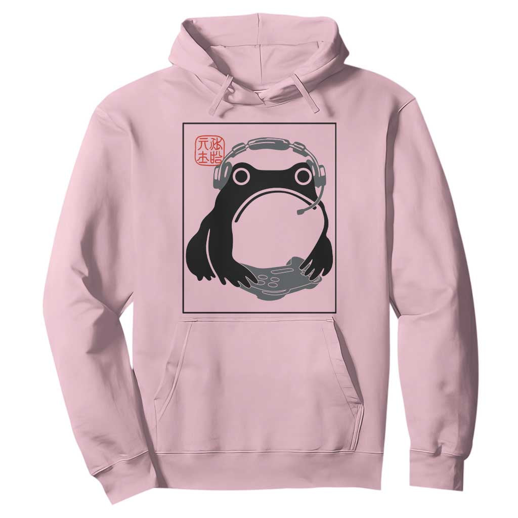 Grumpy Frog Gamer Japanese Ink Painting Hoodie TS12 Light Pink Print Your Wear