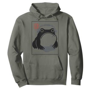Grumpy Frog Gamer Japanese Ink Painting Hoodie TS12 Military Green Print Your Wear