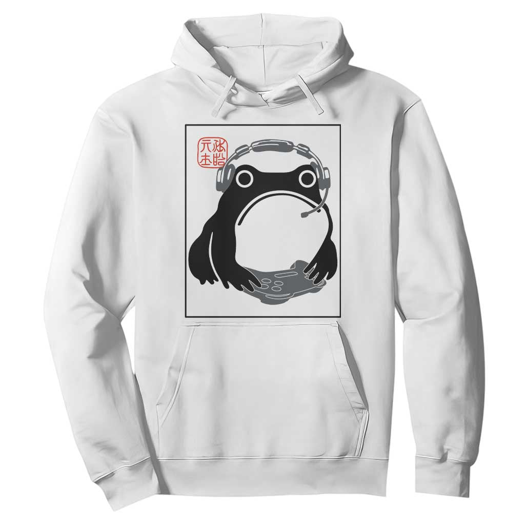 Grumpy Frog Gamer Japanese Ink Painting Hoodie TS12 White Print Your Wear