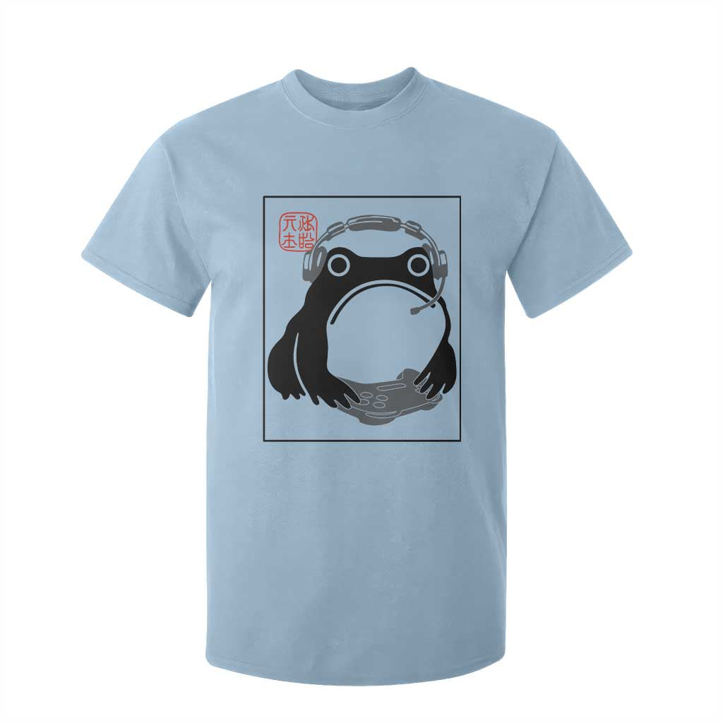 Grumpy Frog Gamer Japanese Ink Painting T Shirt For Kid TS12 Light Blue Print Your Wear