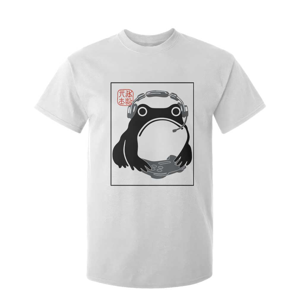 Grumpy Frog Gamer Japanese Ink Painting T Shirt For Kid TS12 White Print Your Wear