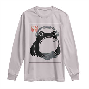 Grumpy Frog Gamer Japanese Ink Painting Long Sleeve Shirt TS12 Ice Gray Print Your Wear