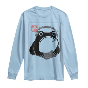Grumpy Frog Gamer Japanese Ink Painting Long Sleeve Shirt TS12 Light Blue Print Your Wear