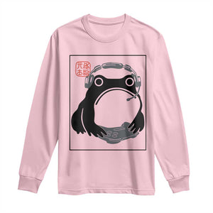 Grumpy Frog Gamer Japanese Ink Painting Long Sleeve Shirt TS12 Light Pink Print Your Wear