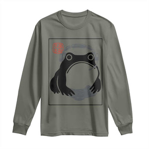 Grumpy Frog Gamer Japanese Ink Painting Long Sleeve Shirt TS12 Military Green Print Your Wear