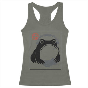 Grumpy Frog Gamer Japanese Ink Painting Racerback Tank Top TS12 Military Green Print Your Wear
