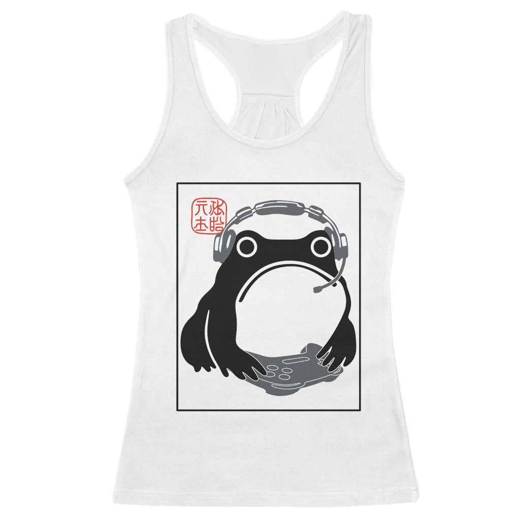 Grumpy Frog Gamer Japanese Ink Painting Racerback Tank Top TS12 White Print Your Wear