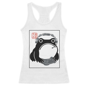 Grumpy Frog Gamer Japanese Ink Painting Racerback Tank Top TS12 White Print Your Wear