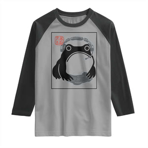 Grumpy Frog Gamer Japanese Ink Painting Raglan Shirt TS12 Sport Gray Black Print Your Wear