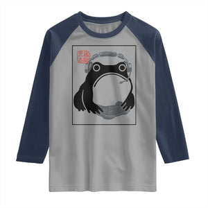 Grumpy Frog Gamer Japanese Ink Painting Raglan Shirt TS12 Sport Gray Navy Print Your Wear